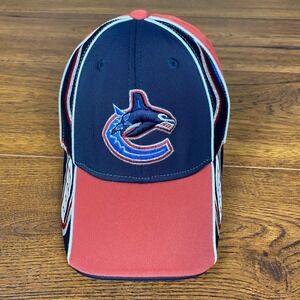 CCM Vancouver Canucks NHL Hat Navy Red Silver Embroidered Orca Logo Cap